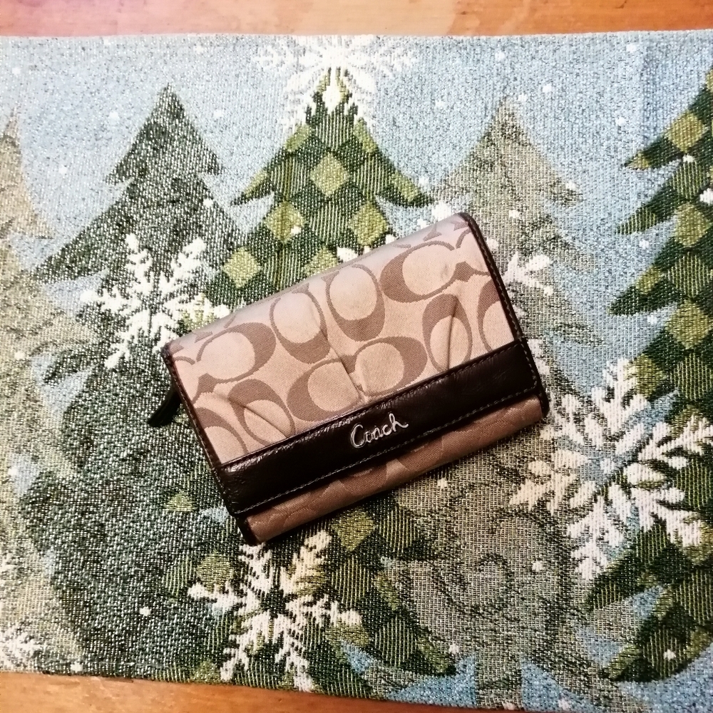 Coach Signature Jacquard Snap Flap Wallet
